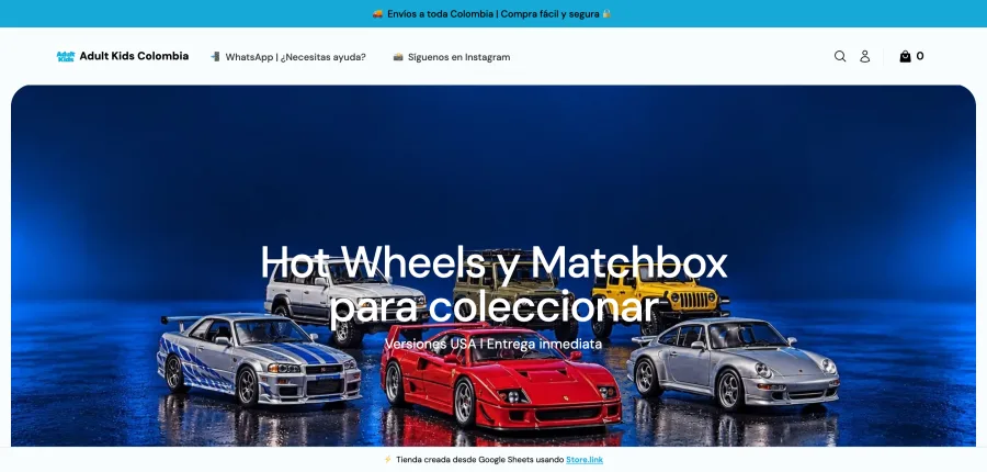 Tienda online Adult Kids Colombia creada con StoreLink