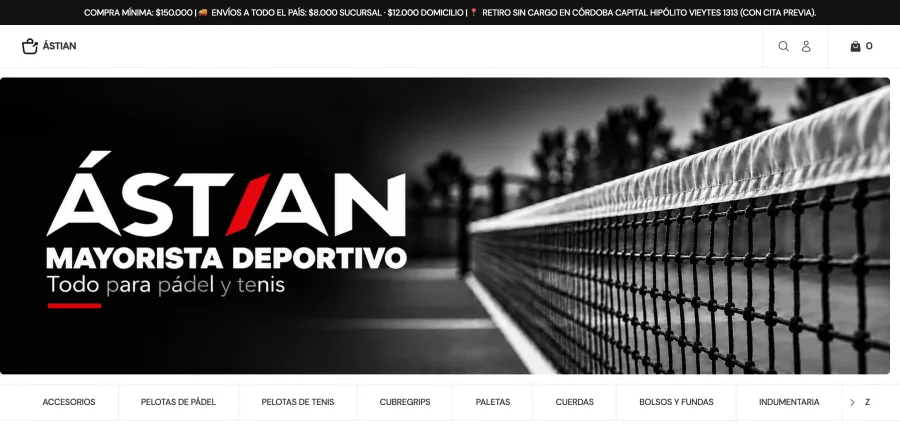 Tienda online Ástian creada con StoreLink