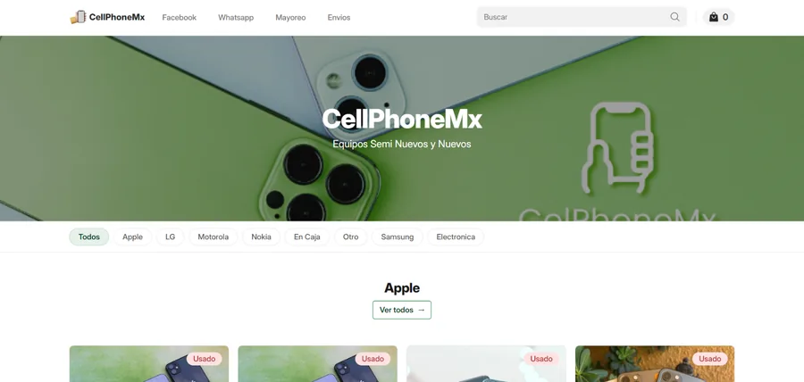 CellPhoneMx online store built with Store.link