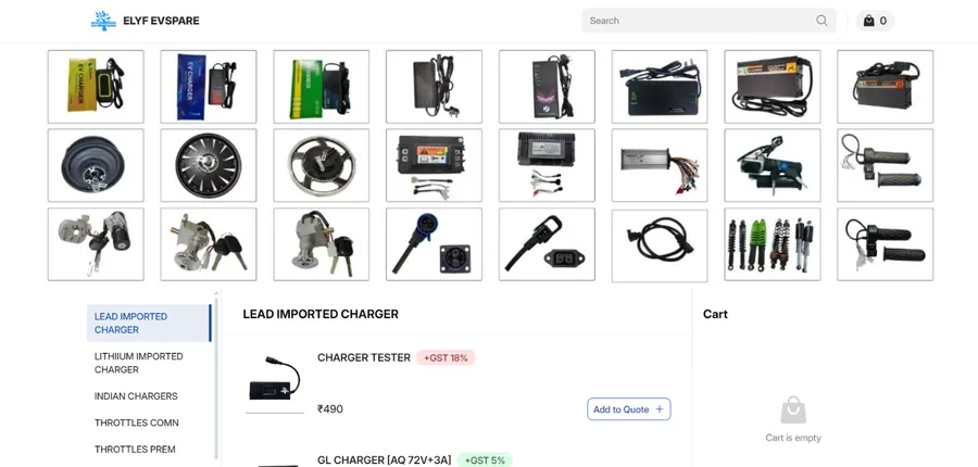 Elyf Evspare online store built with Store.link