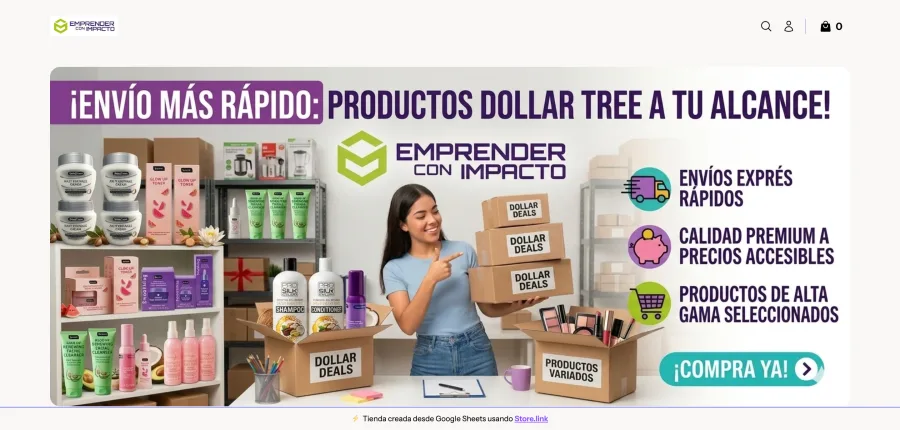 Tienda online Emprender con Impacto creada con StoreLink