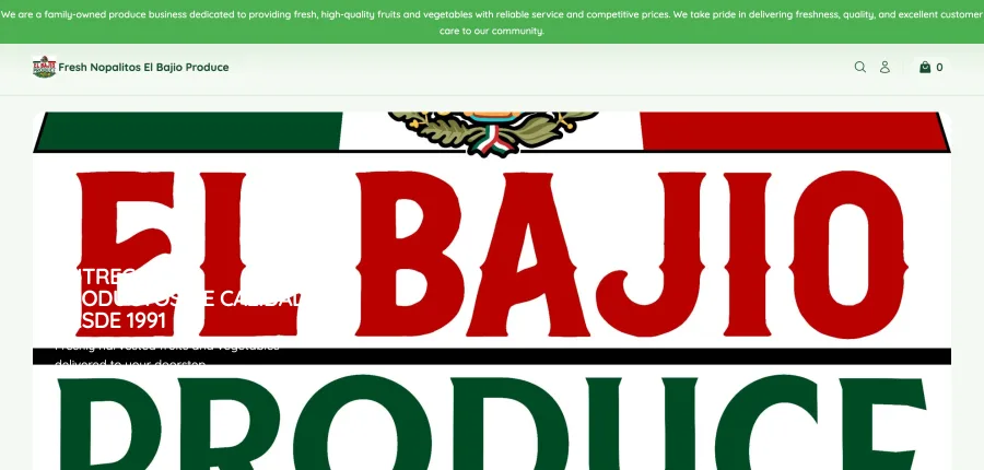 Tienda online Fresh Nopalitos El Bajio Produce creada con StoreLink
