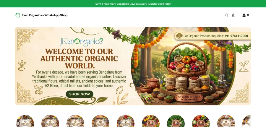 Tienda online Jivan Organics creada con StoreLink
