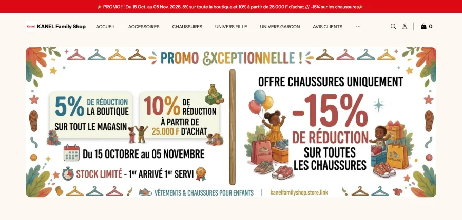 Tienda online KANEL Family Shop creada con StoreLink