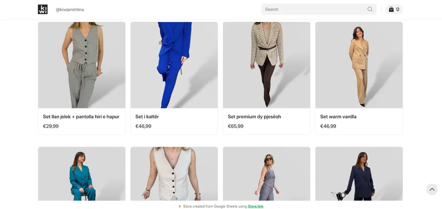 KIWI Prishtina online store built with Store.link