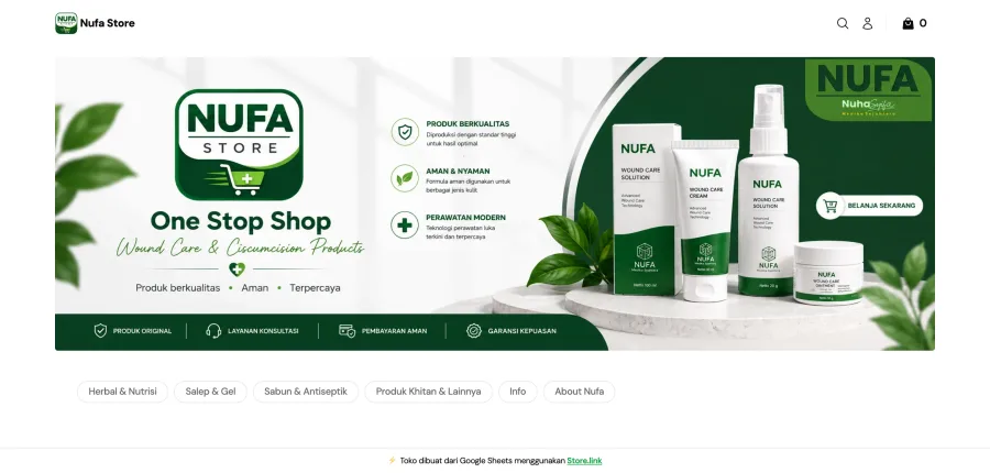 Tienda online Nufa Store creada con StoreLink