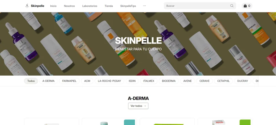 Skinpelle online store built with Store.link