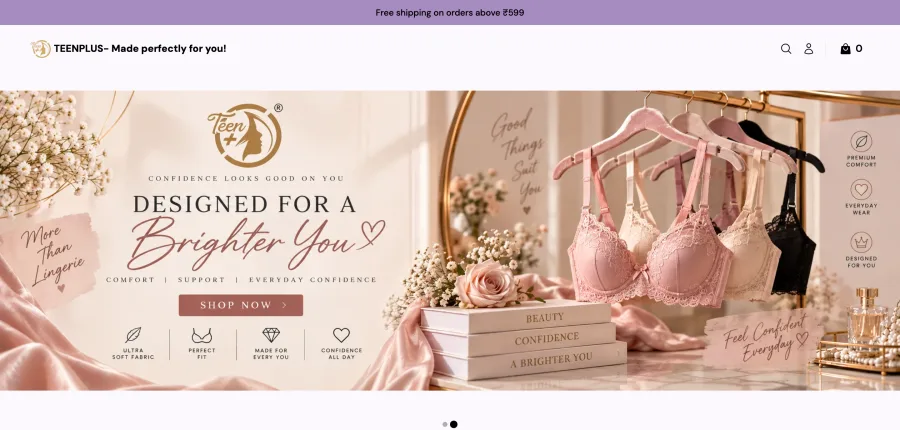 Tienda online TEENPLUS creada con StoreLink