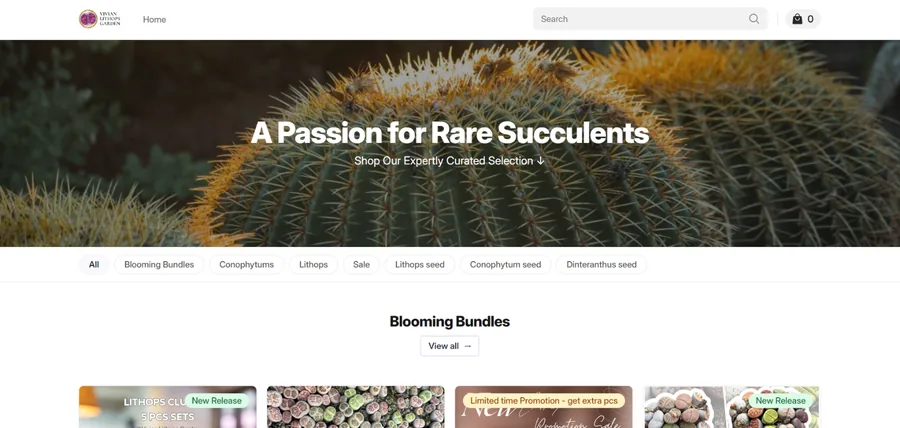 Vivian Lithop's Garden online store built with Store.link