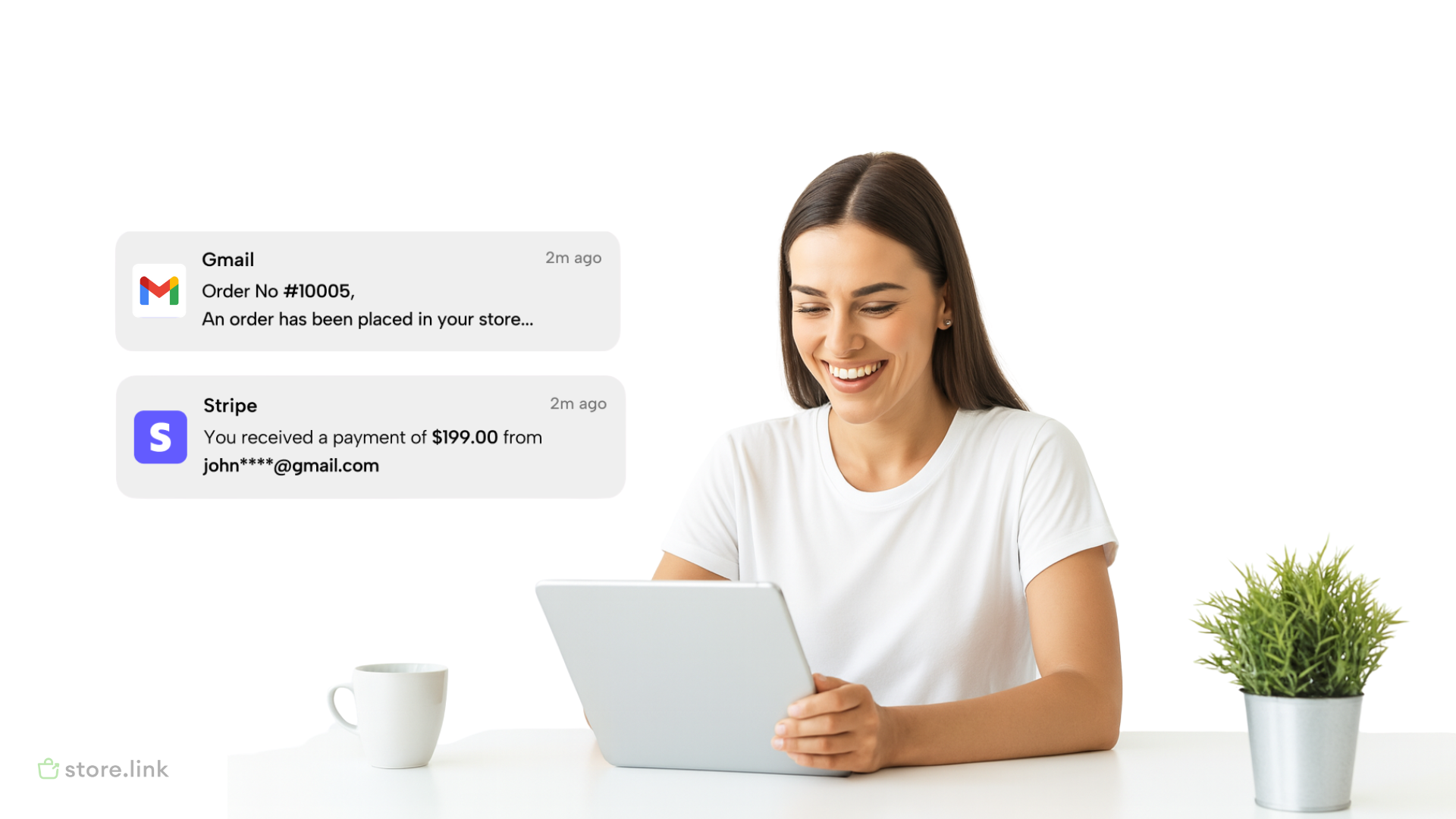 A small business owner being happy receiving an order